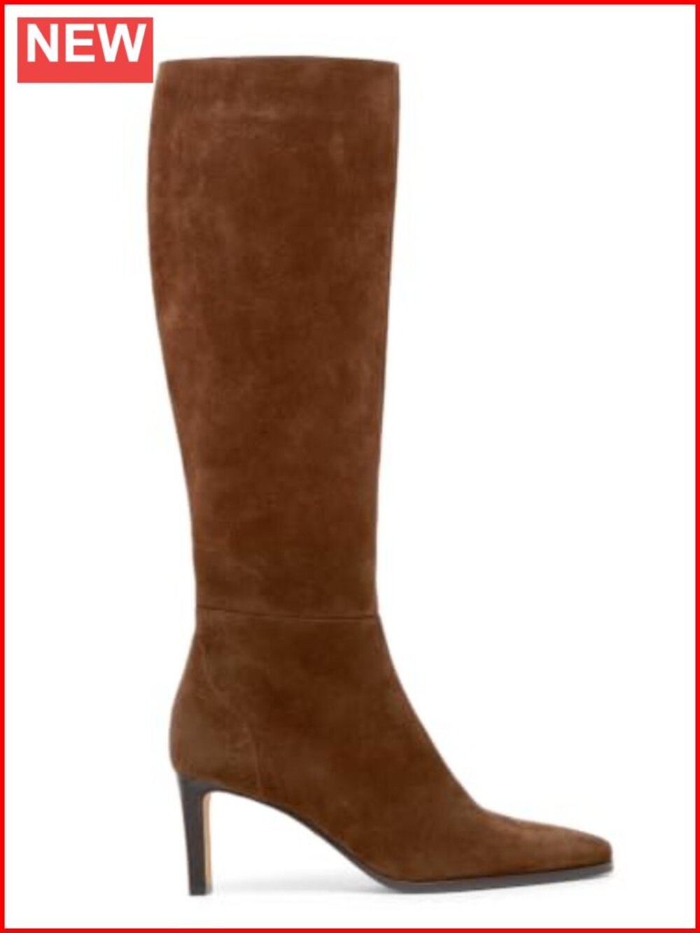 Coutgo Womens Knee High Boots Faux Suede High Heel Side Zipper